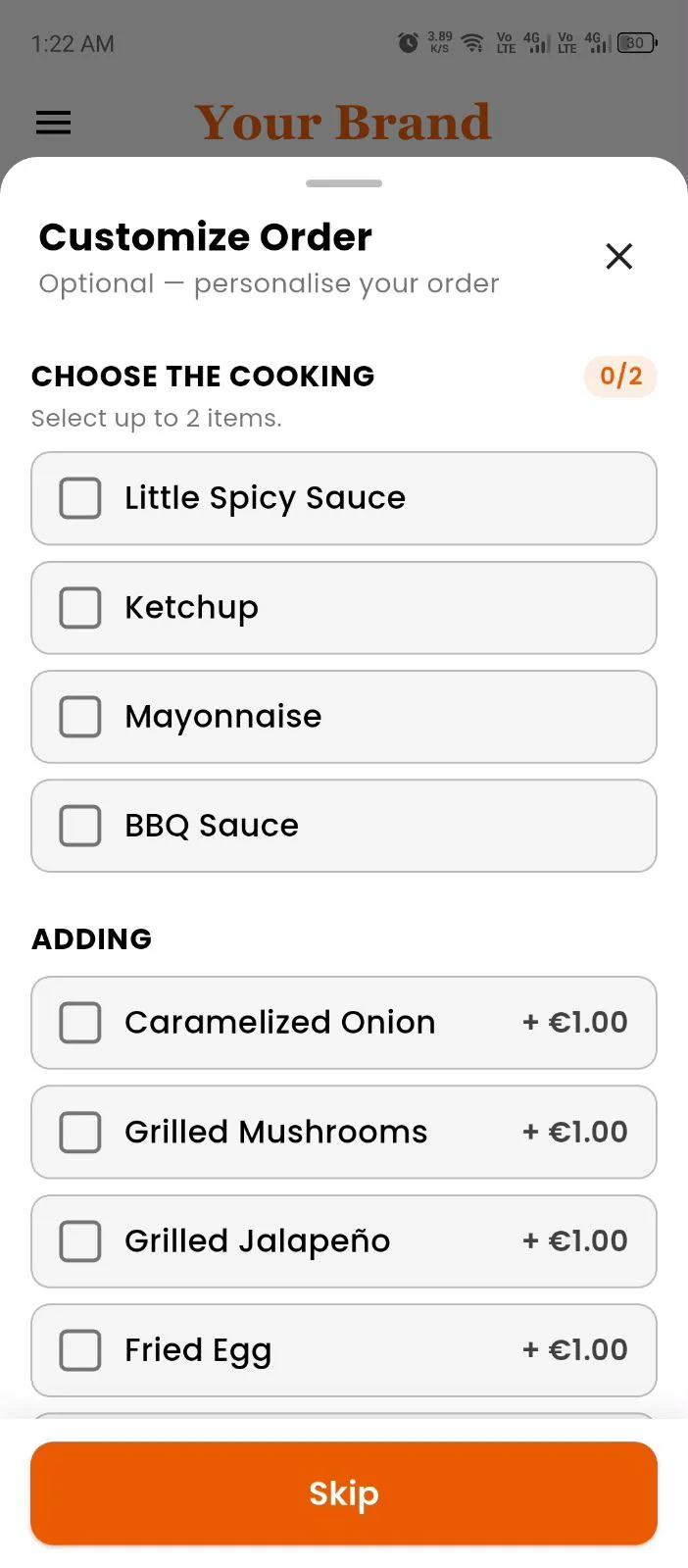 Customer App — Customize