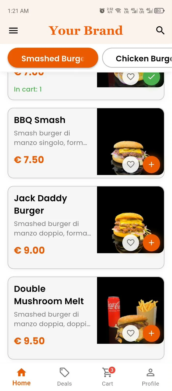 Customer App — Menu